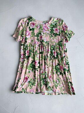 POSH PEANUT Rose Print Swing Dress Size 10 Years Old